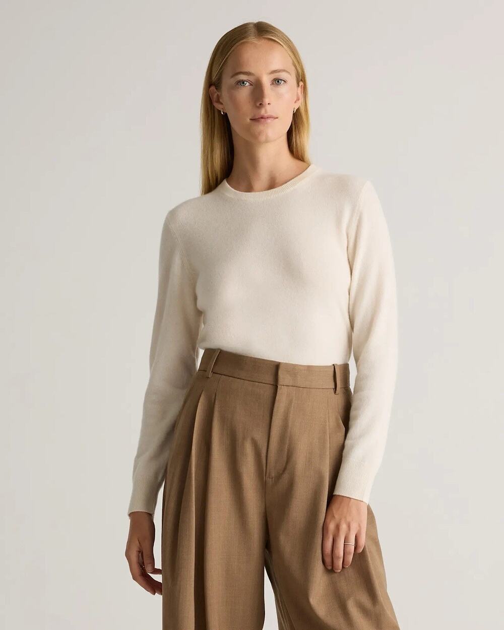 NWT Quince Women's Mongolian Cashmere Crewneck Sweater Ivory Women’s Size Medium